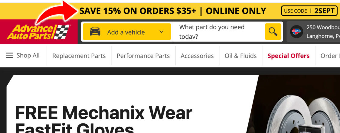 Advance Auto Parts 15 Off Code 1124x440 