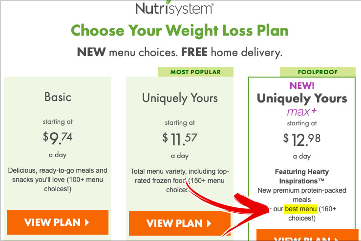 best nutrisystem plan