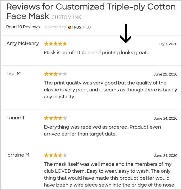 custom ink face mask customer reviews