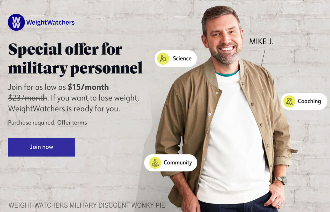 weight watchers discount military