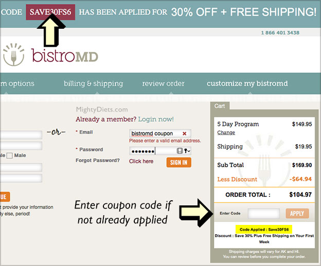 enter bistromd coupon code