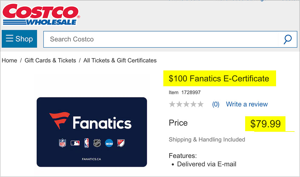 Fanatics Gift Card