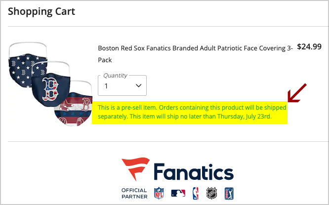 fanatics mask shipping