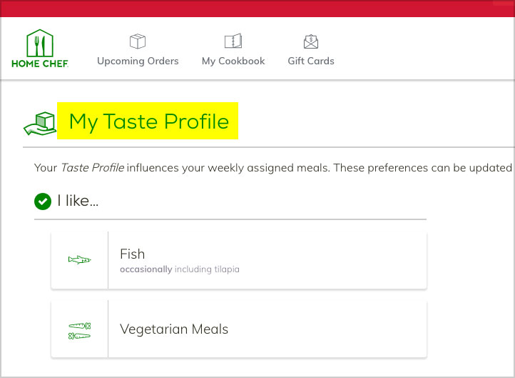 home chef taste profile