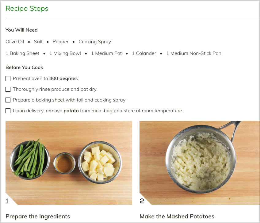home chef recipe steps
