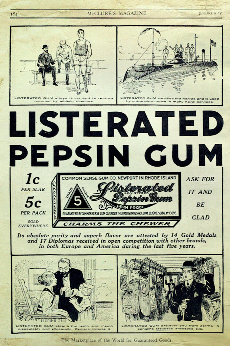 listerated pepsin gum ad vintage
