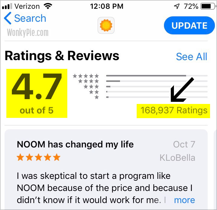 noom app user ratings