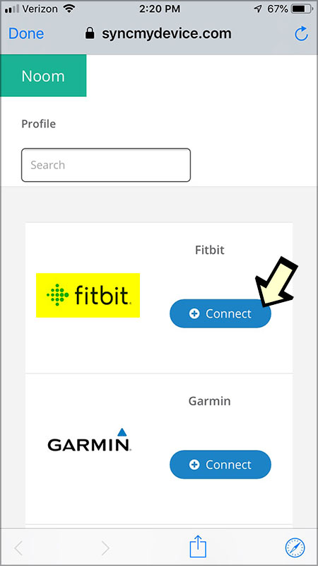noom app connect fitbit