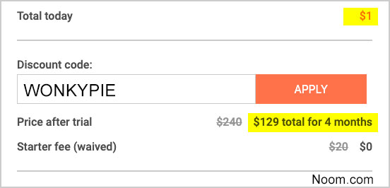 noom diet cost