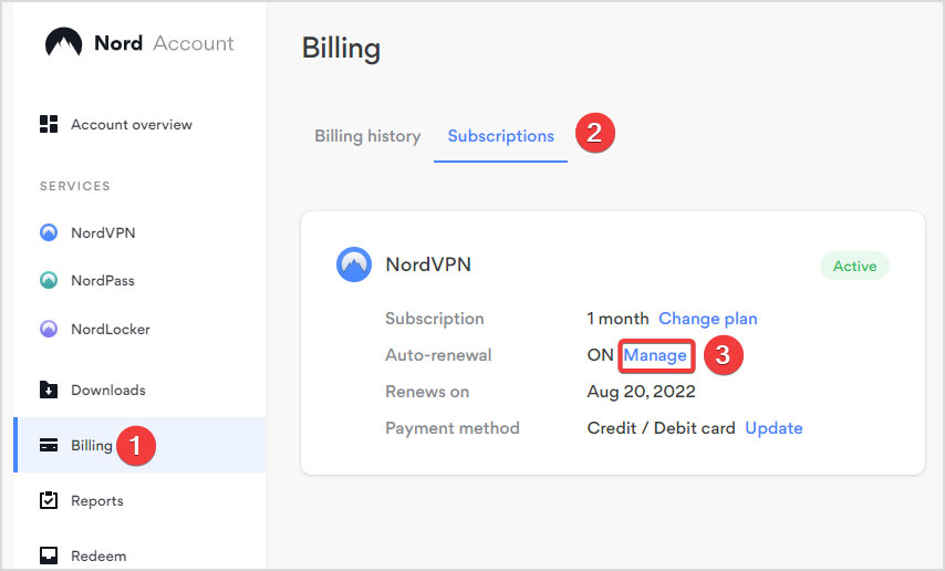 nordvpn cancel trial