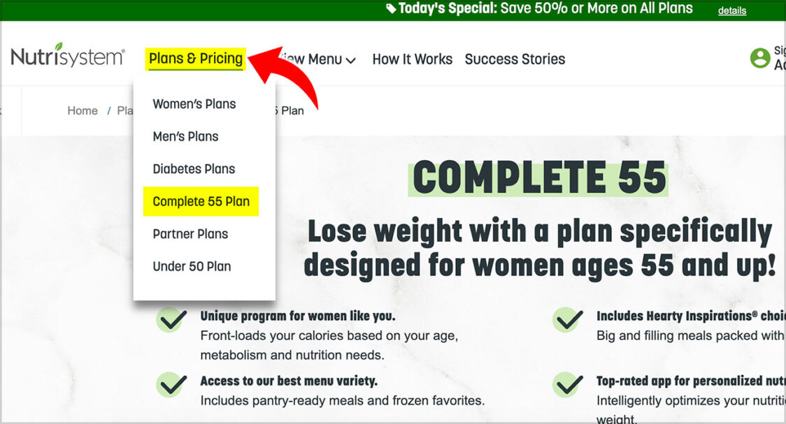 nutrisystem complete 55 plan