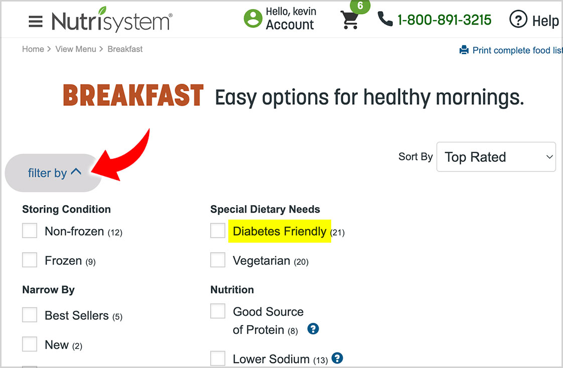 nutrisystem diabetes meals