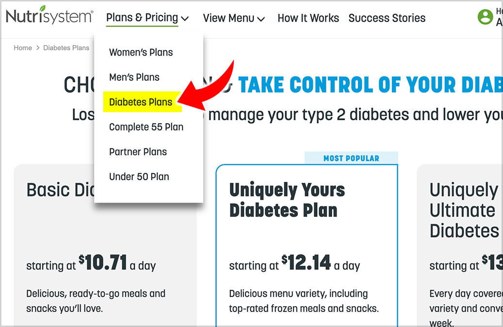 nutrisystem diabetes plan nav