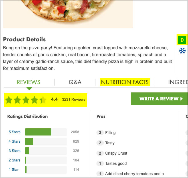 nutriystem food reviews pizza