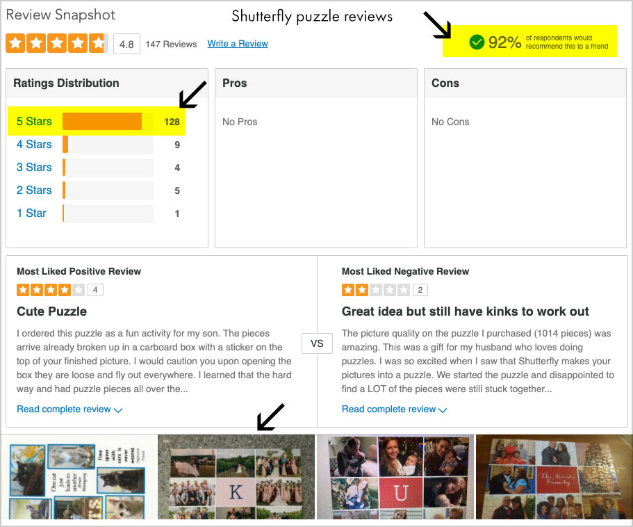 shutterfly puzzles customer reviews