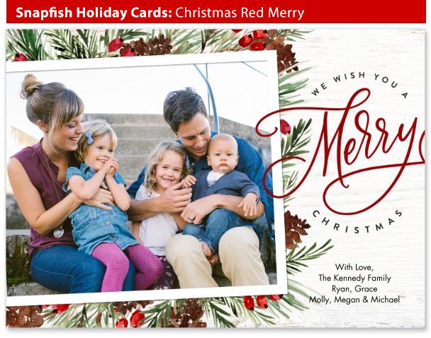 snapfish holiday cards christmas red merry