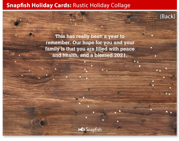 snapfish holiday cards rustic collage back