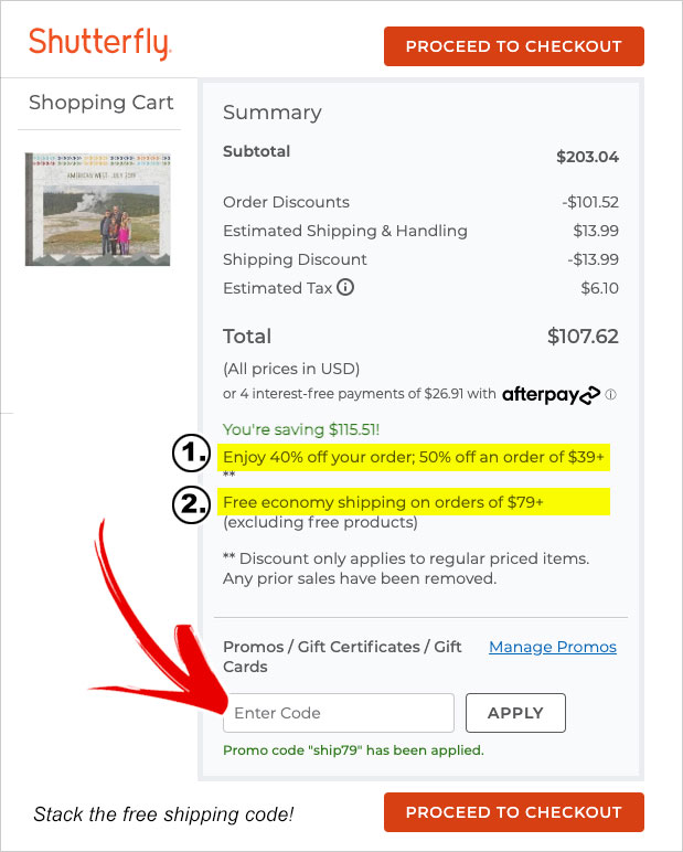 shutterfly free shipping canada code