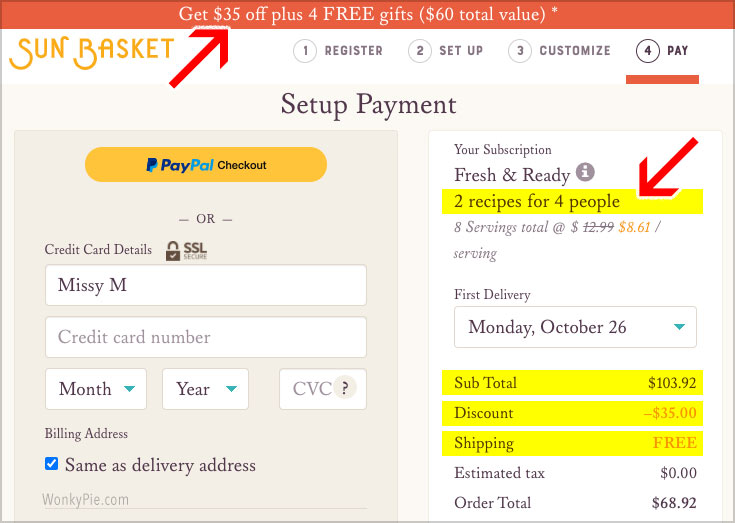 sun basket price breakdown