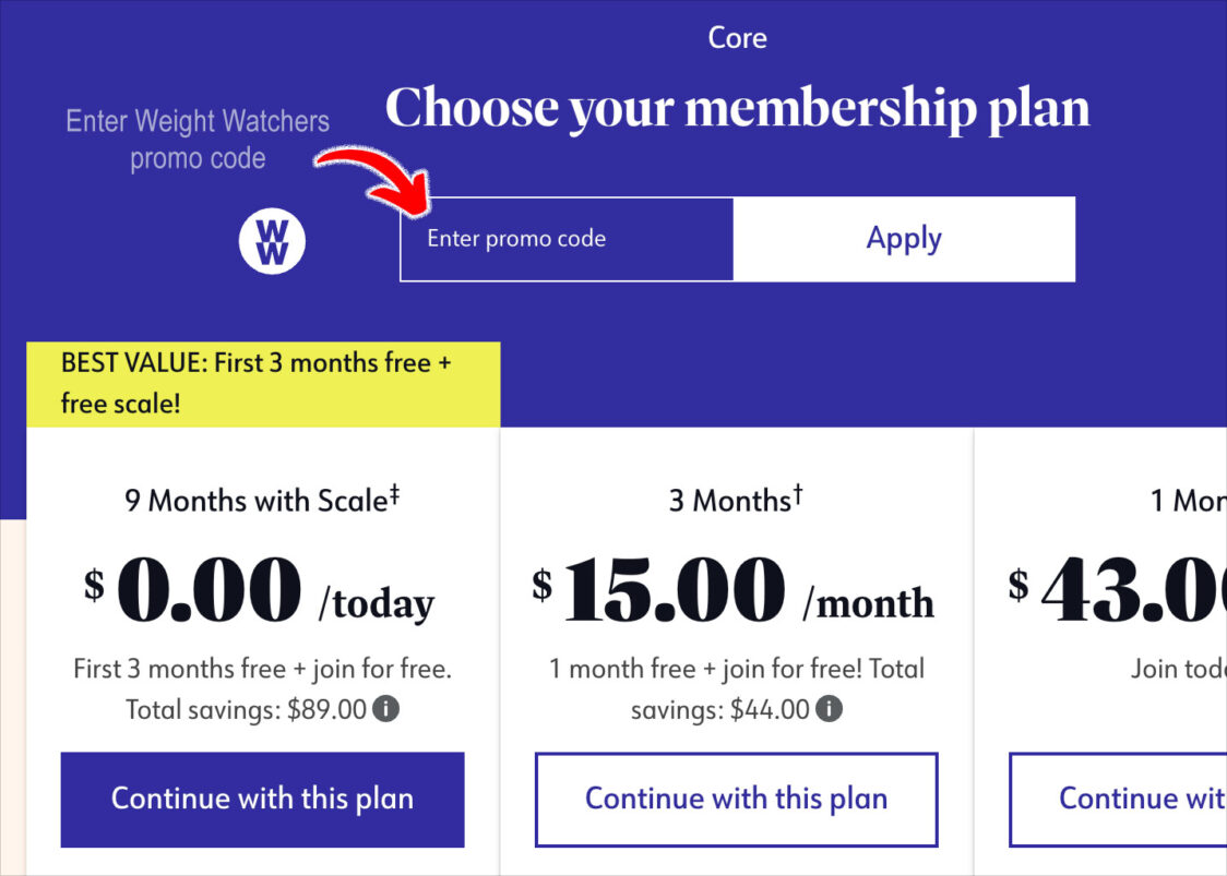 use weight watchers promo code