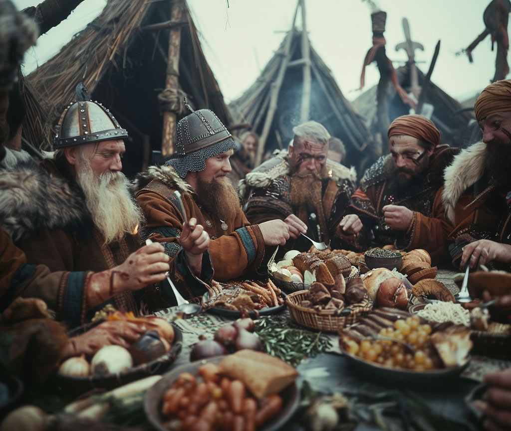 vikings eating typical meal