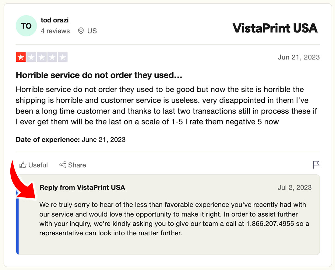 vistaprint bad review