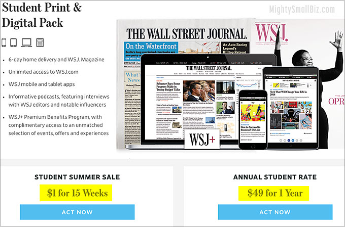 wall street journal subscription prices