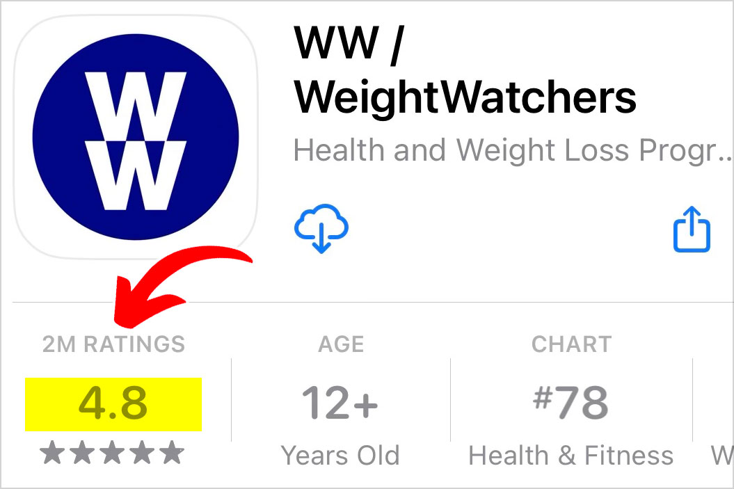 weight watchers app rating