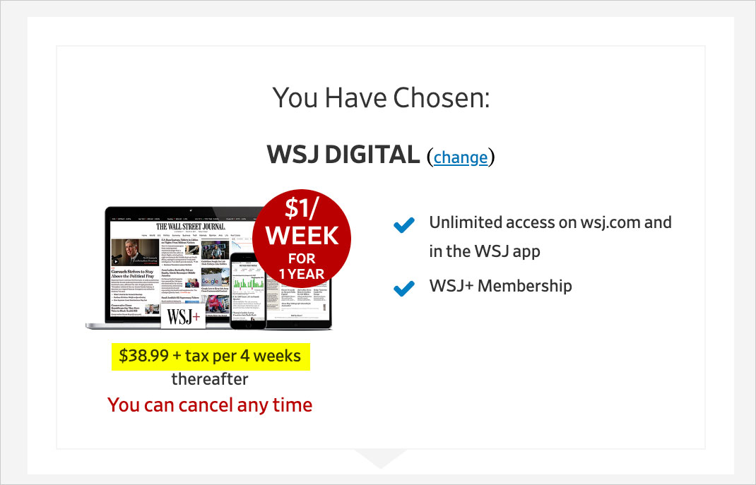 wsj digital dollar per week