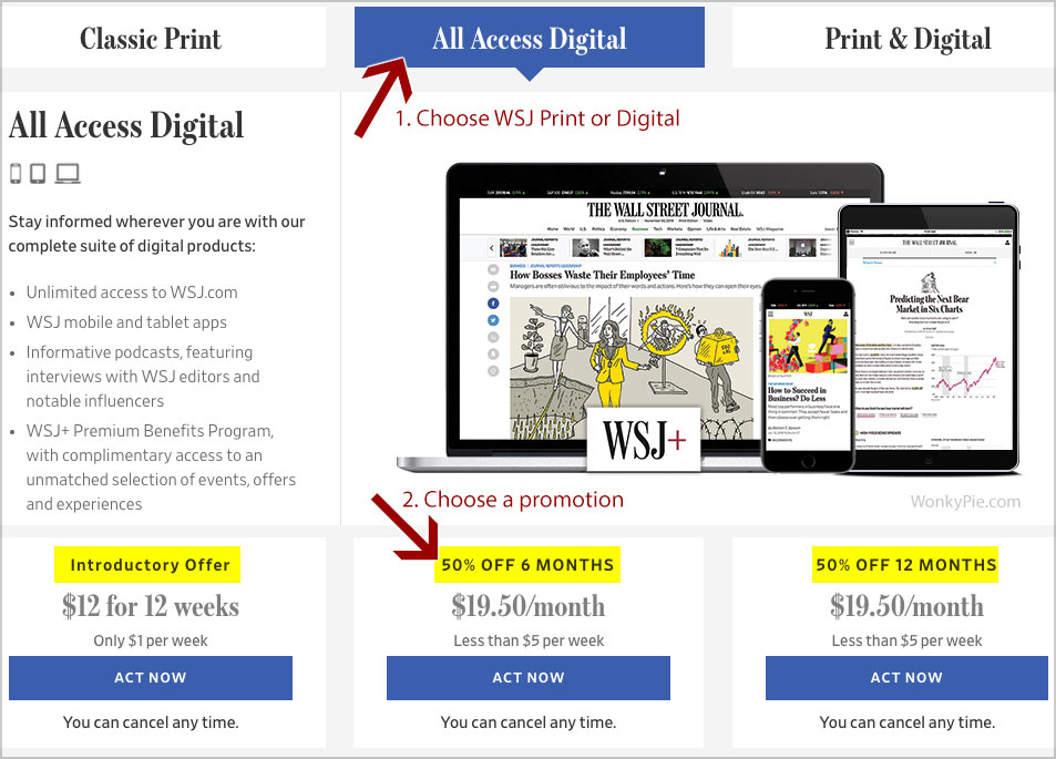 WSJ Subscription Cost Print, Digital (Price Per Month?) • 2020