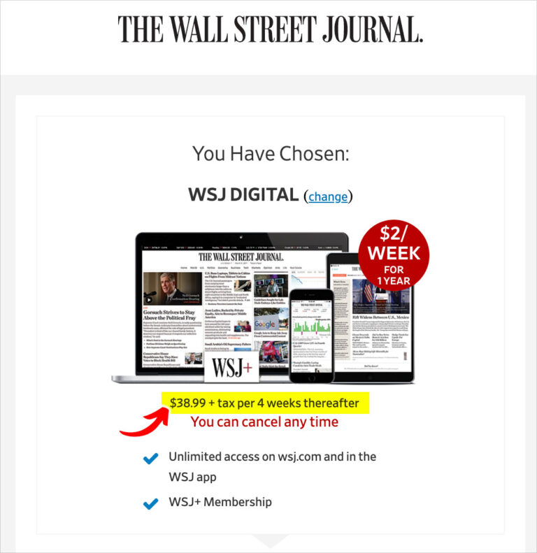 WSJ Subscription Cost Digital + Print Delivery Rates • 2024