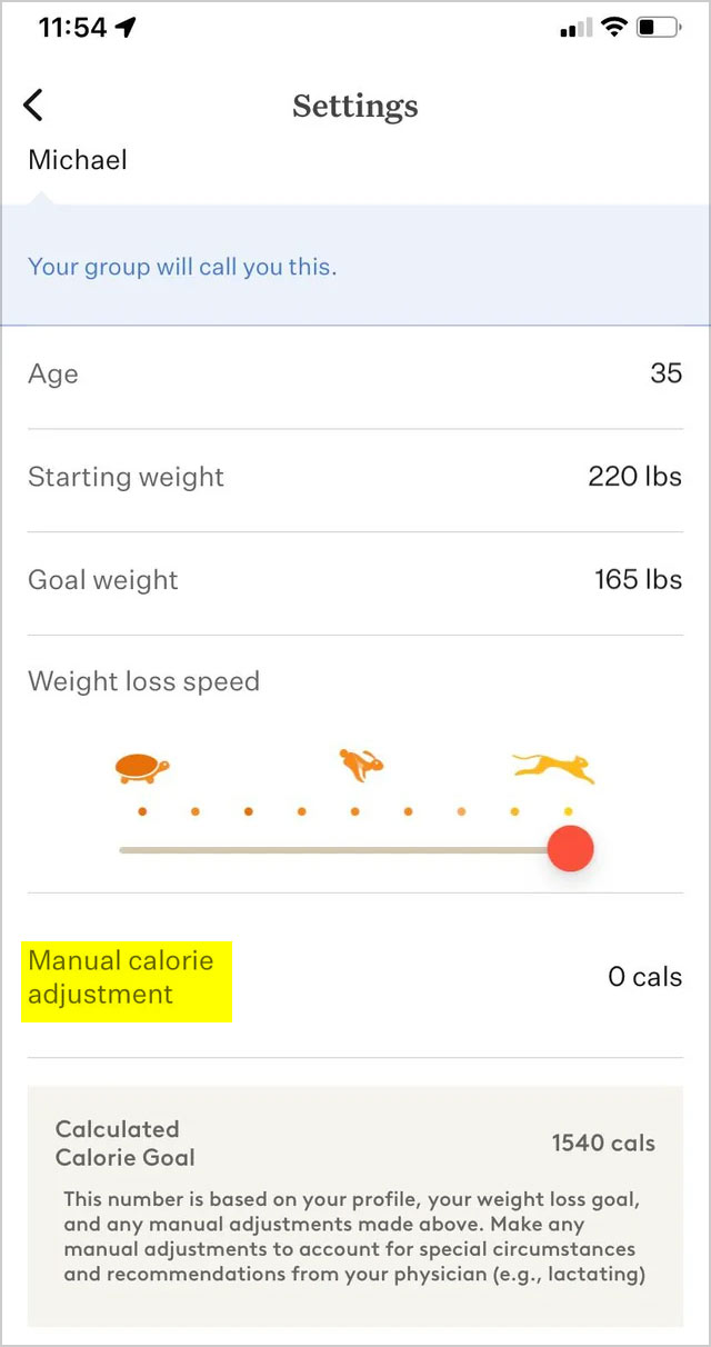zoom weight loss zone settings